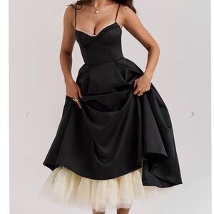 House of CB MADEMOISELLE Black Tulle Midi Dress